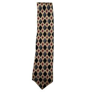 Men's Geoffrey Beene Classic Necktie Silk Diamonds Black Gold Maroon Tie